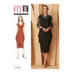 1552 VOGUE BETZINA EASY STRETCH SPANDEX PULLOVER DRAPE DRESS PATTERN ABC-GHIJ NEW